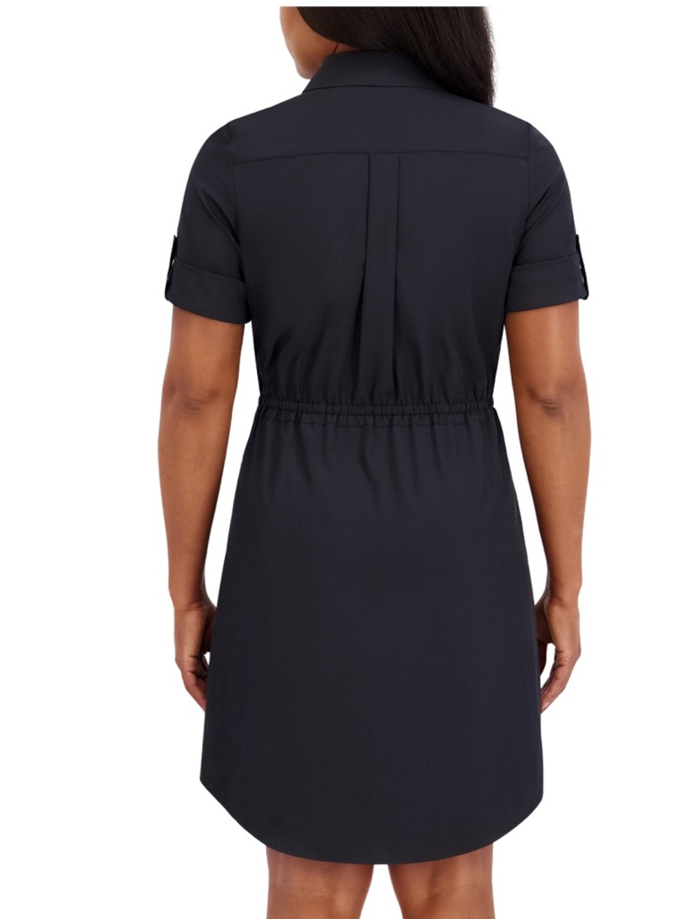 NWT Halston Heritage Black Button-Front Midi Shirt Dress - Picture 11 of 13